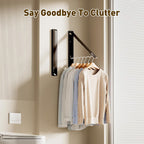 Clothes Drying Rack, Laundry Room Wall Mounted Retractable Clothes Hanger Drying Rack, Laundry Clothing Drying Rack Folding Indoor or Outdoor, Easy Installation Aluminium Dryer, 2pcs(Black)