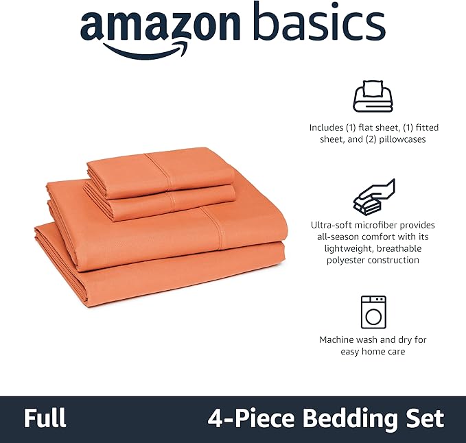 Amazon Basics Lightweight Microfiber 4-Piece Bed Sheet Set - Image 2
