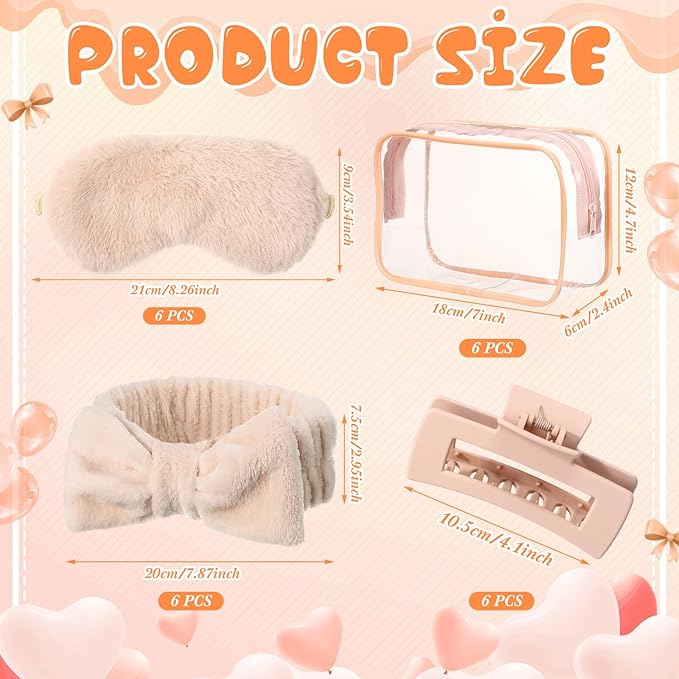 Hoteam 24 Pcs Spa Party Favors Supplies 6 Spa Headband 6 Plush Sleep Eye Mask 6 - Image 2