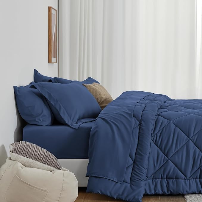 Love's cabin Twin XL Comforter Set Dark Blue, 5 Pieces Twin XL Bed in a Bag - Image 3