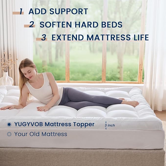 YUGYVOB King Mattress Pad Extra Thick, and Breathable Mattress Topper 8-21" - Image 6