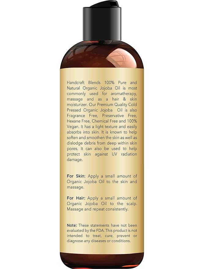 Handcraft Blends USDA Organic Jojoba Oil | Cold-Pressed | 8 Fl Oz | 100% Pure & - Image 2