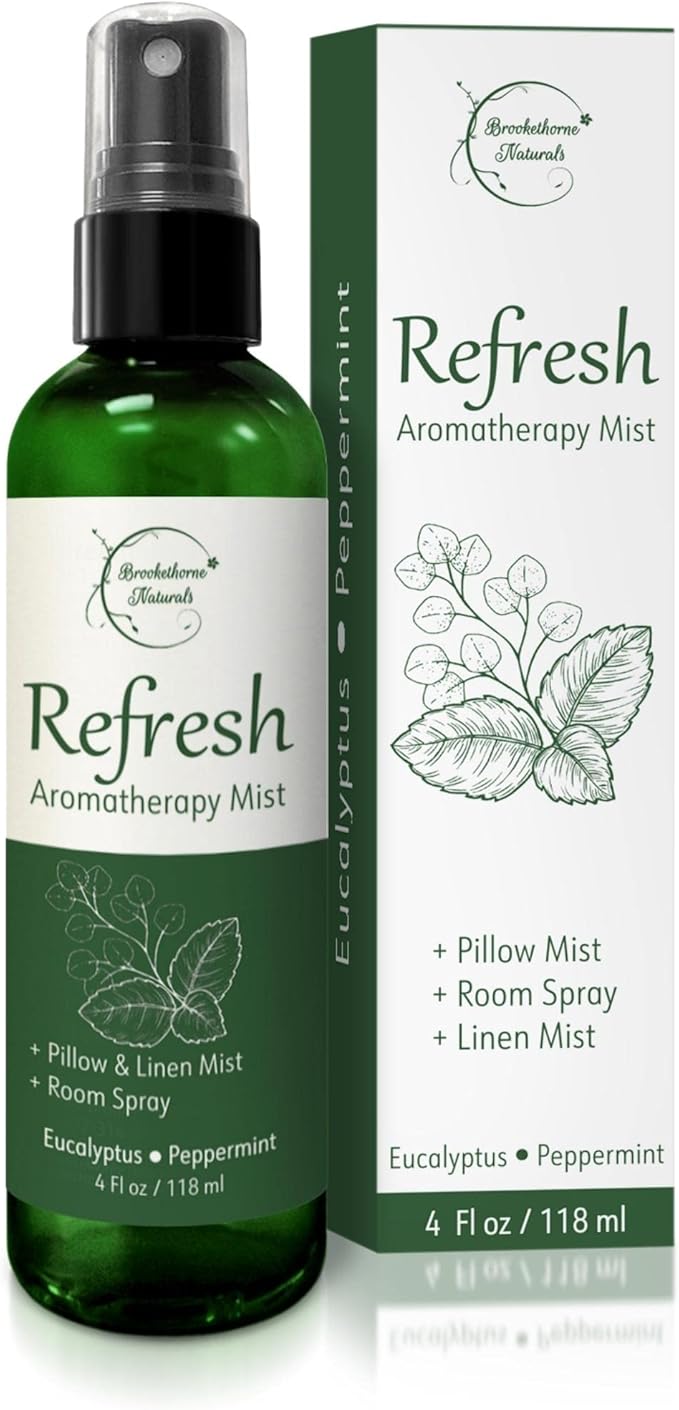Refresh Aromatherapy Room Spray & Pillow Mist. Peppermint & Eucalyptus by BrookethorneNaturals