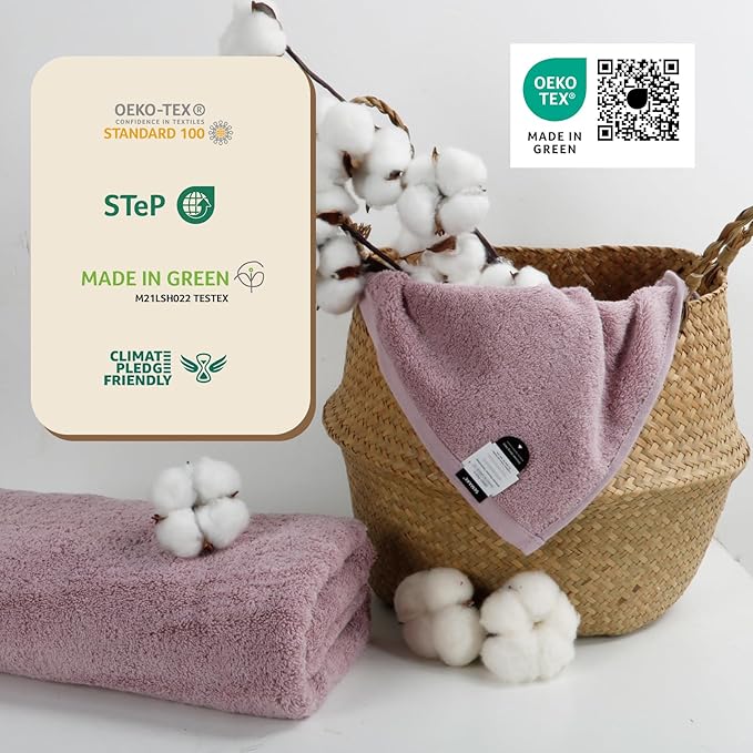 SEMAXE 4 Piece Purple Bath Towel Set - Image 3