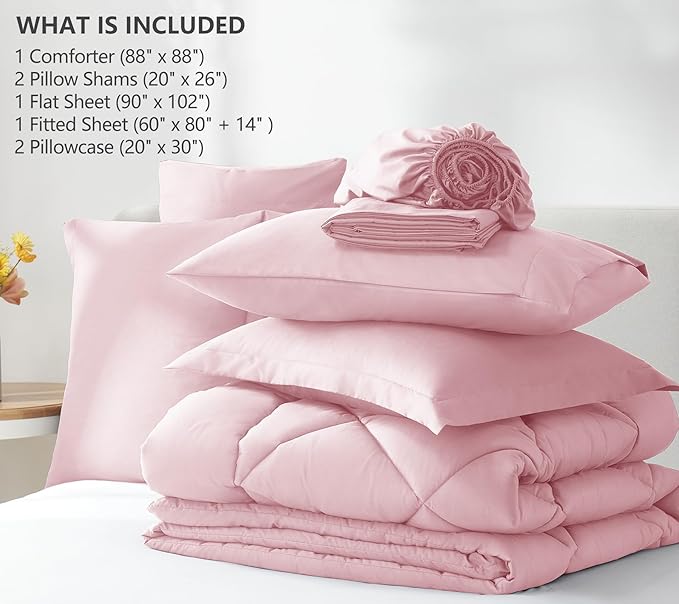 CozyLux Queen Comforter Set Pink - Image 6