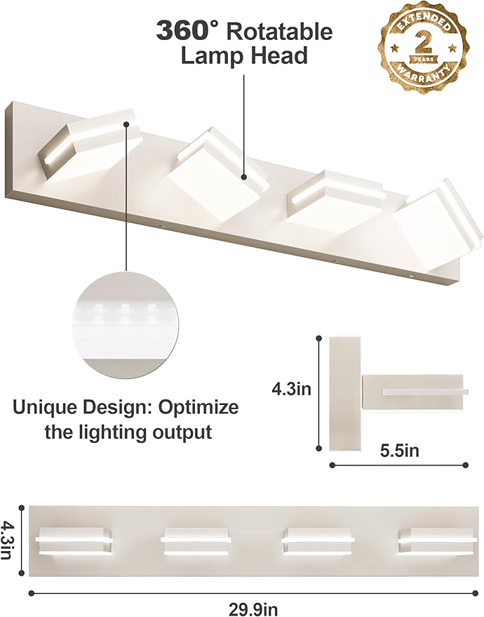 VOLISUN Modern Bathroom Vanity Light Fixtures, 5CCT Dimmable Bathroom Light - Image 6