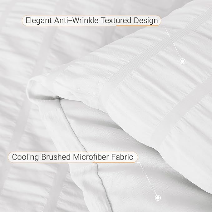 MUXHOMO 7 Pieces King Comforter Set, Seersucker Bed in a Bag King Size - Image 5