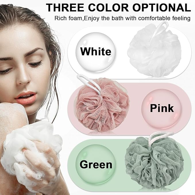 Loofah Charcoal Bath Shower Sponge Body Scrubber, 75g Exfoliate Mesh Pouf - Image 3