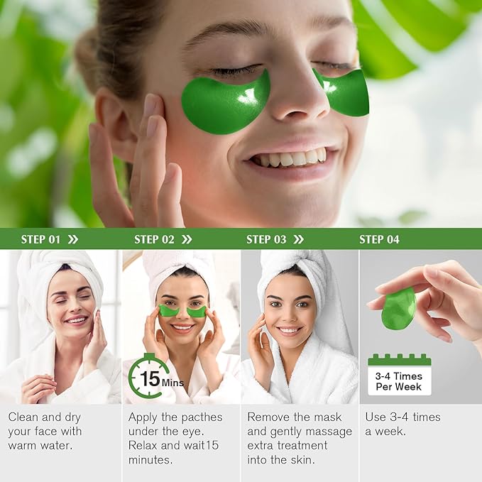 Under Eye Patches for Dark Circles: 30 Pairs Green Tea Eye Gels Pads - Image 6
