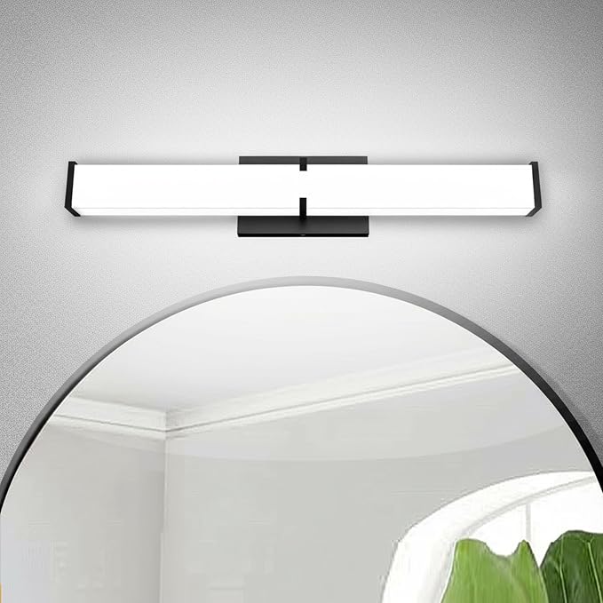 16 Inch LED Bathroom Lighting Fixtures Over Mirror, Modern Black Vanity Lights by NOVELUX