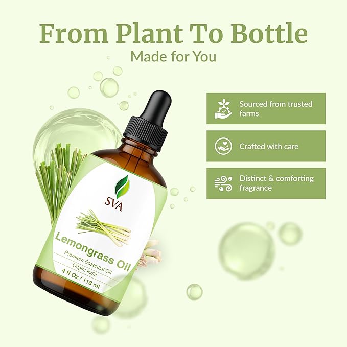 SVA Lemongrass Essential Oil – 4 Fl Oz – 100% Natural Lemongrass Oil - Image 4