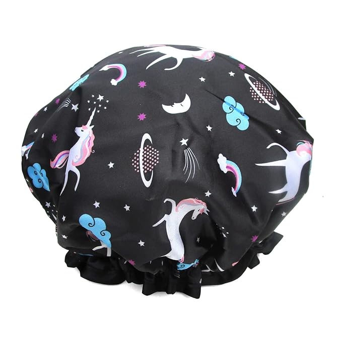 Unicorn Shower Cap for Women Men, Hotel and Hair Salon by ZKLLGHE