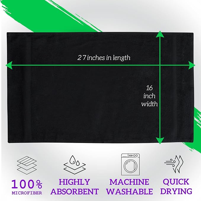 GREEN LIFESTYLE Black Microfiber Bleach Safe Towel Bulk Sets, Premium Spa - Image 7