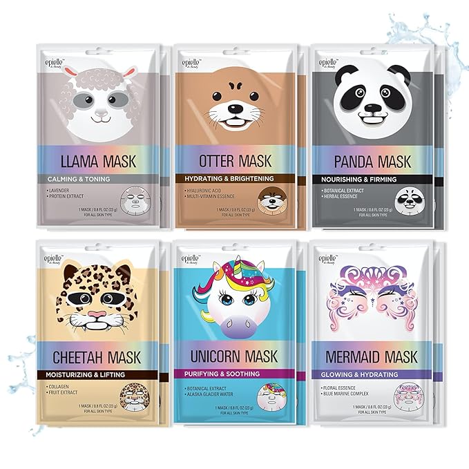Epielle Character Face Mask Mystical Safari 12 Pack, Fun & Effective Korean by Epielle
