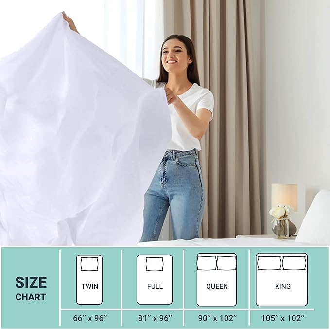 ZPECC Queen Flat Sheet Only 4 Pack, Durable White Top Bed Sheets Hypoallergenic - Image 5