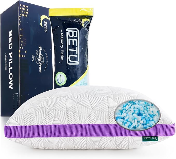 BETU Cooling Pillows Queen Size Set of 2, Shredded Memory Foam Pillows Cool - Image 7