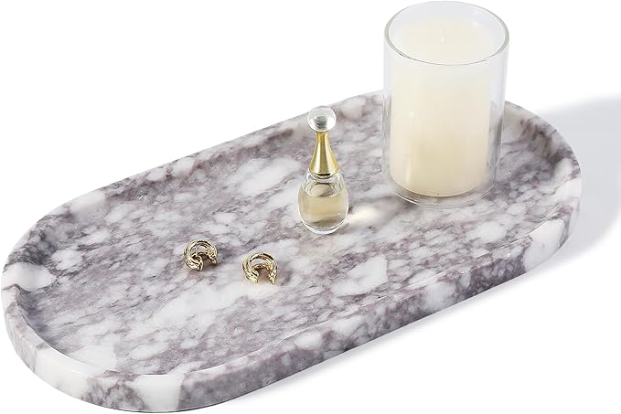 Koville Real Luxurious Marble Vanity Tray, Natural Stone Perfume Trays Jewelry by Koville