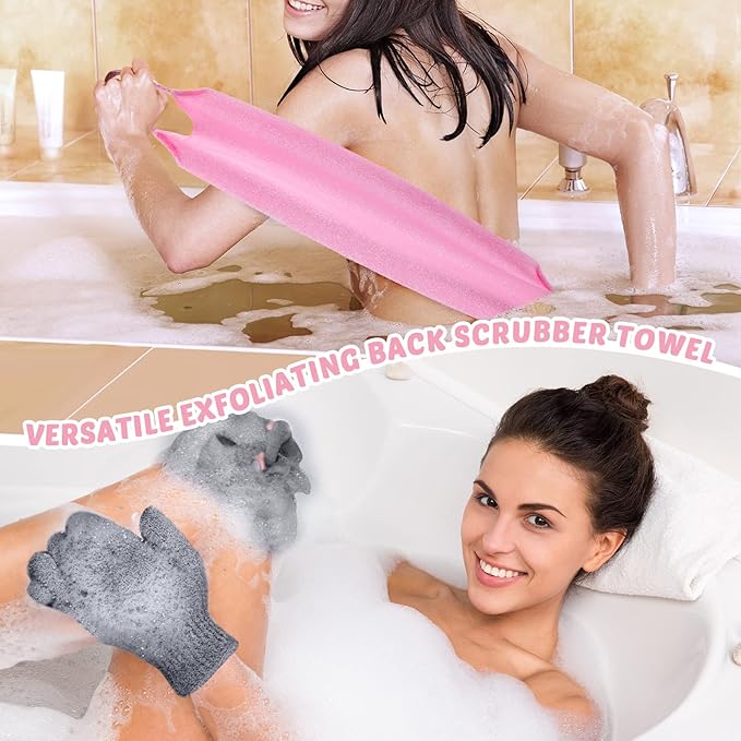 4 Pack Exfoliating Washcloth Back Scrubber Set, 2 Exfoliating Body Scrubber - Image 6