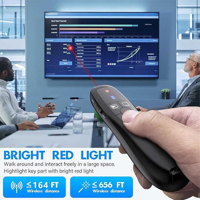 Presentation Clickers Wireless Presenter Remotes for PowerPoint, Powerpoint Clicker with Volume Control PowerPoint Slide Advancer for Mac, Receiver with Dual Functions,Computer, Laptop, LBBYDDLL