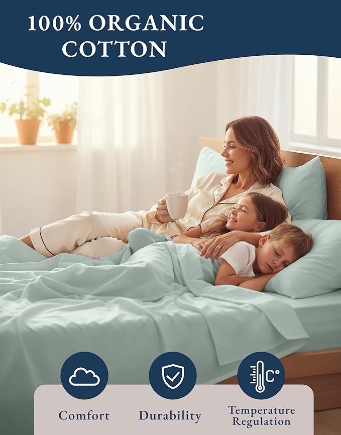 LANE LINEN 100% Organic Cotton California King Sheets Set, Soft & Comf Low Pill - Image 6
