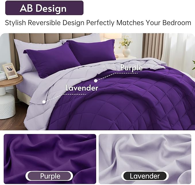 MUXHOMO 7 Pieces King Comforter Set, Reversible Bed in a Bag King Size - Image 3