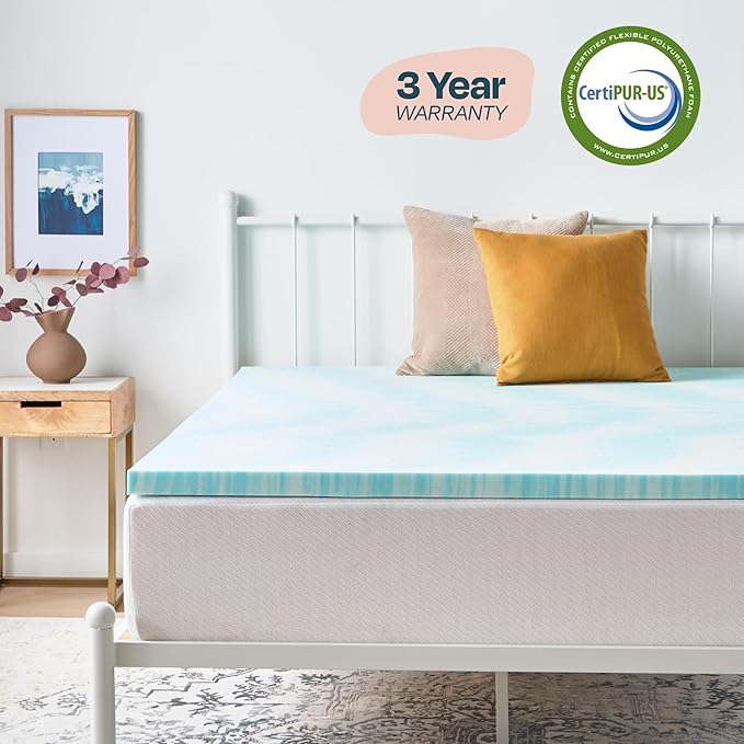 Linenspa 2 Inch Swirl Gel Memory Foam Mattress Topper, Twin XL Size – Cooling - Image 5