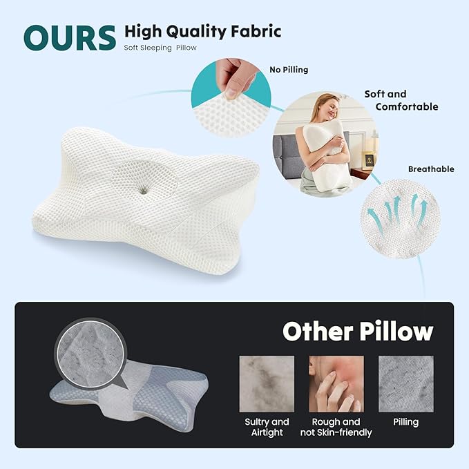 DUMOS Cervical Neck Pillow, Cooling Ergonomic Memory Foam Pillows - Image 2