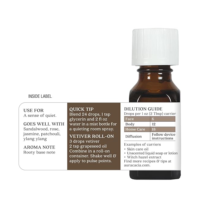 Aura Cacia Pure Vetiver Essential Oil | 0.5 fl. oz. | Vetiveria zizanioides - Image 3