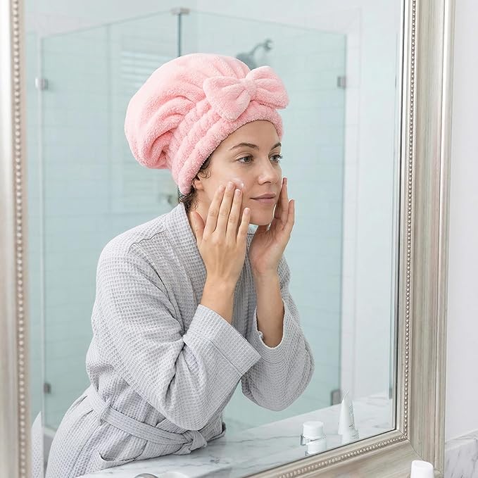 Microfiber Hair Towel Wrap for Thick Damaged Hair, Quick Drying Hair Turban - Image 2