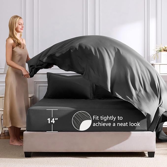 CozyLux Queen Comforter Set Dark Grey - Image 5