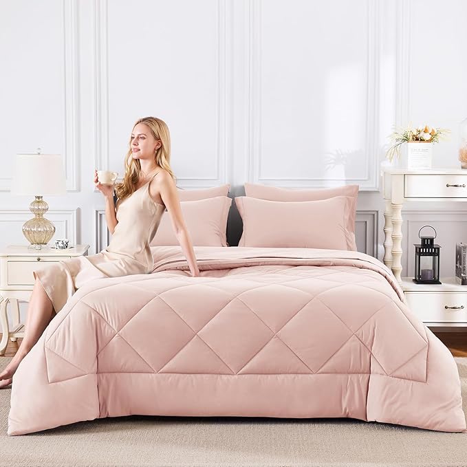 CozyLux Full Size Comforter Sets Blush Pink - Image 7