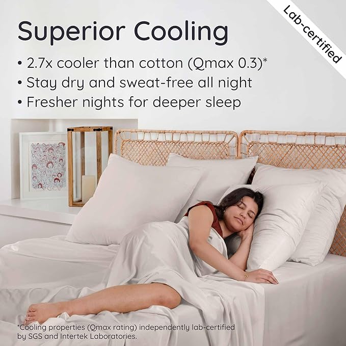Bambaw 100% Viscose Derived from Bamboo Fitted Sheet Twin Size, Cooling Fitted - Image 3