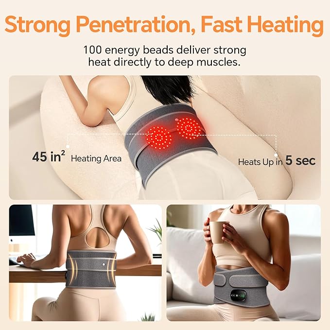 Heating Pad for Back, Lumbar Massager, Heated Waist Belt Wrap, Lower Back Pad - Image 2