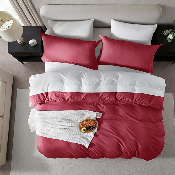Nestl Burgundy Red California King Duvet Cover Sets - Image 5