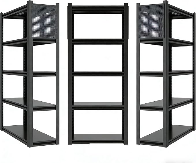 PLMFJQK 3 Sets Storage Shelves with Pegboard,72“*48" Wide 24”Heavy Duty Garage Shelving Units and Storage,Metal Shelving Adjustable Shelves,Garage Storage Rack,Industrial Utility Organization