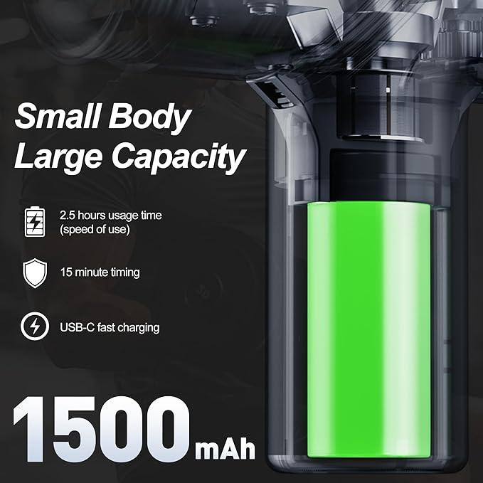 LEERCON Deep Tissue Massage Gun Portable, Mini Electric Muscle Massager - Image 3