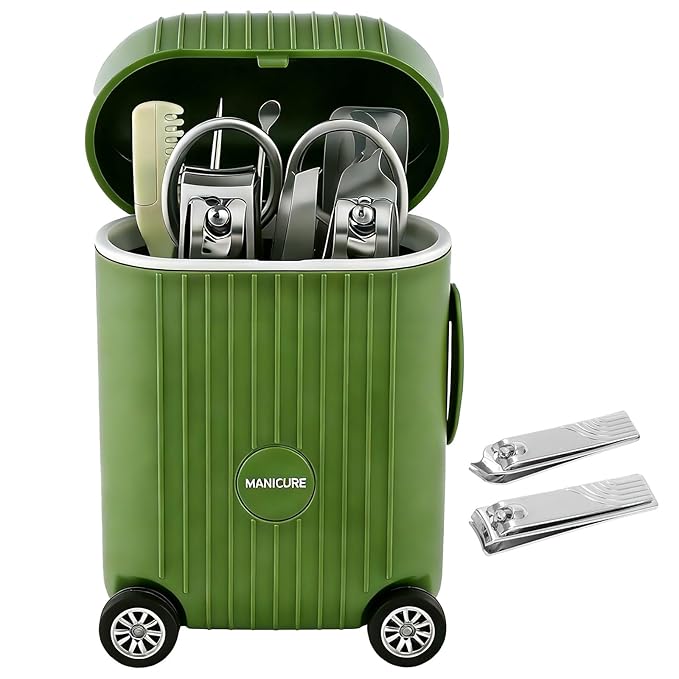 8-Piece Manicure Set in Mini Suitcase, Cute Travel Nail Clipper Kit by Unknown