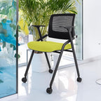 SLKJChr 10 Pack Foldable Office Chairs with Wheels, Mesh Back, Arms and Portable - Folding Office Chairs for Conference Room Chair, Office Guest & Reception & Meeting Chair - (Green) 300 lbs.