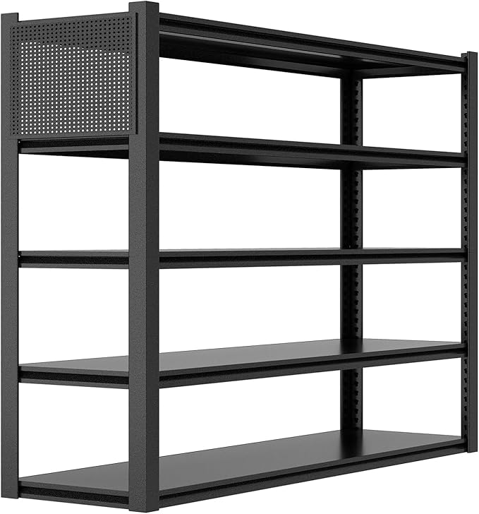 PLMFJQK 5 Sets Storage Shelves with Pegboard,72“*48" Wide 24”Heavy Duty Garage Shelving Units and Storage,Metal Shelving Adjustable Shelves,Garage Storage Rack,Industrial Utility Organization