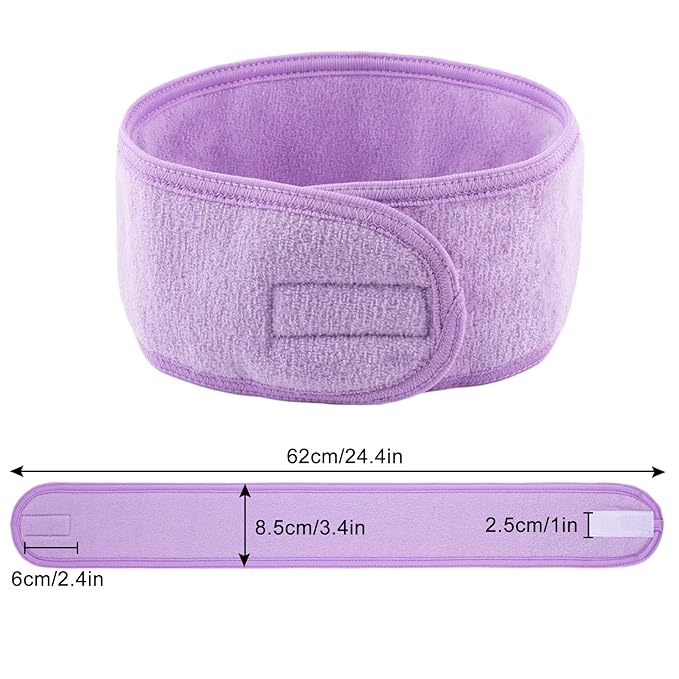 Whaline Spa Facial Headband 4 Packs Head Wrap Terry Cloth Headband Adjustable - Image 2