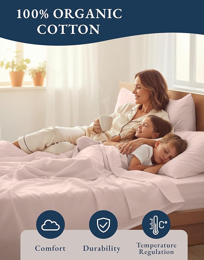LANE LINEN 100% Organic Cotton King Size Sheets Set, Machine Washable Fully - Image 6