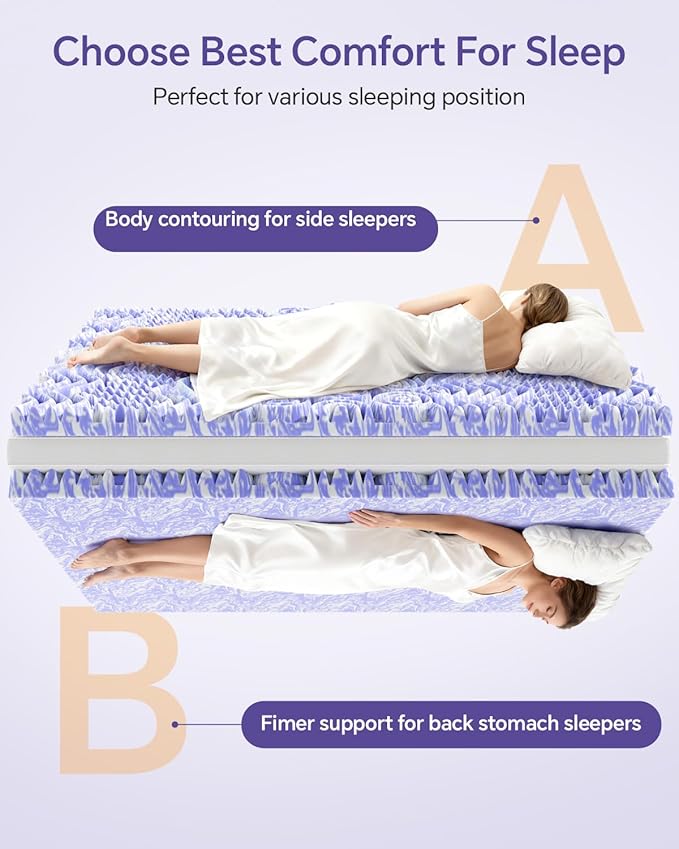 ChiXpace Dual Layer Memory Foam Twin XL Mattress Topper - Image 6