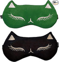 Cute Cat Sleep Mask for Kids, 2 Pack Silk Sleeping Eye Cover Adjustable Mask by Mukveitn