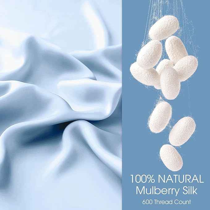 100% Silk Pillow Cases 2 Pack Queen Size Mulberry Silk Pillowcase - Image 2