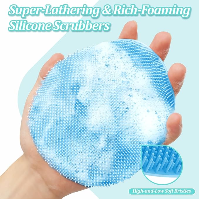 New Silicone Body Scrubber 4PCS, 360° Anti-Slip & Enlarged Exfoliating Bath - Image 5