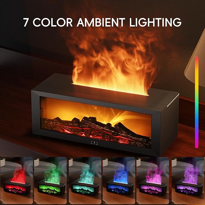 YALEDI Essential Oil Diffuser, 7 Colors Fireplace Flame Fire Oil Diffuser - Image 3