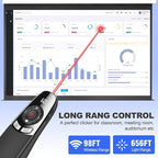 Presentation Clickers for PowerPoint with Timer, Wireless Rechargeable Laser Pointer for Laptop Presentations Remote, Power Point Remote Clicker for Computer/Mac/PPT/Google Slide Advancer