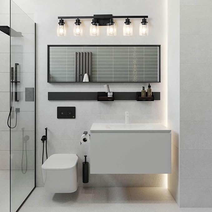 6-Light Black Vanity Lights 38'' Modern Bathroom Vanity Lighting Fixtures Above - Image 8