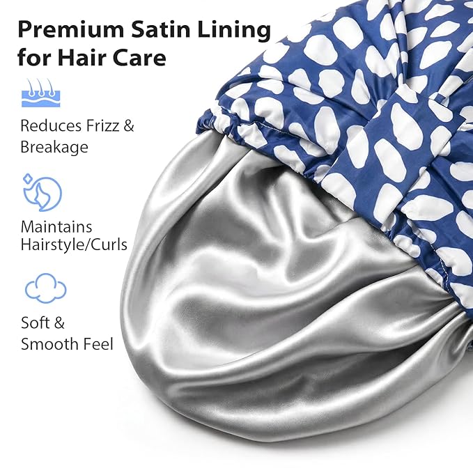 INNELO Luxury Shower Cap for Women Reusable Waterproof, Double Layered Shower - Image 3