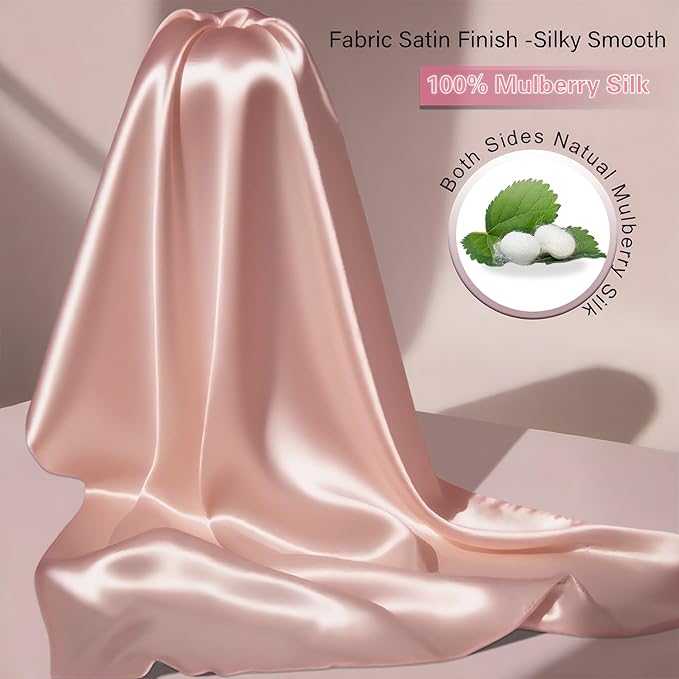 Mulberry Silk Pillow Cases Queen Size Set of 2, Ultra Smooth Soft Breathable - Image 2